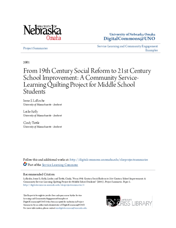 (PDF) From 19th Century Social Reform to 21st Century School ...