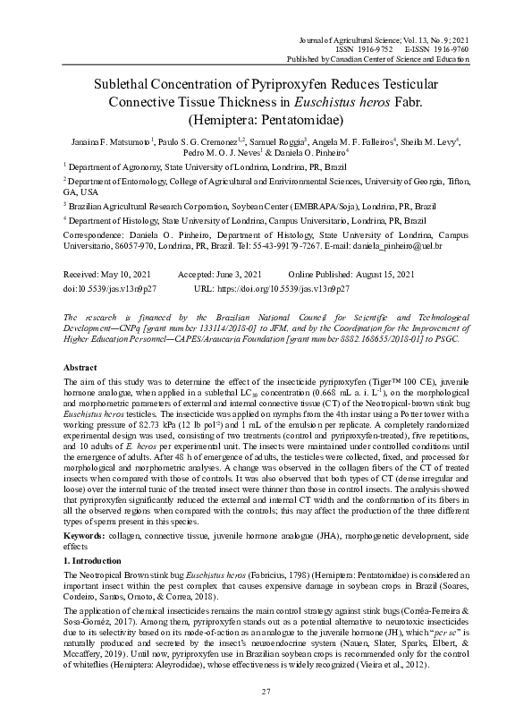 (PDF) Sublethal Concentration of Pyriproxyfen Reduces Testicular ...