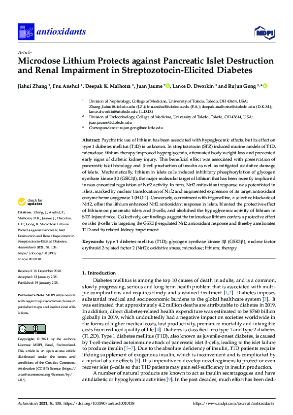 (PDF) Microdose Lithium Protects against Pancreatic Islet Destruction ...