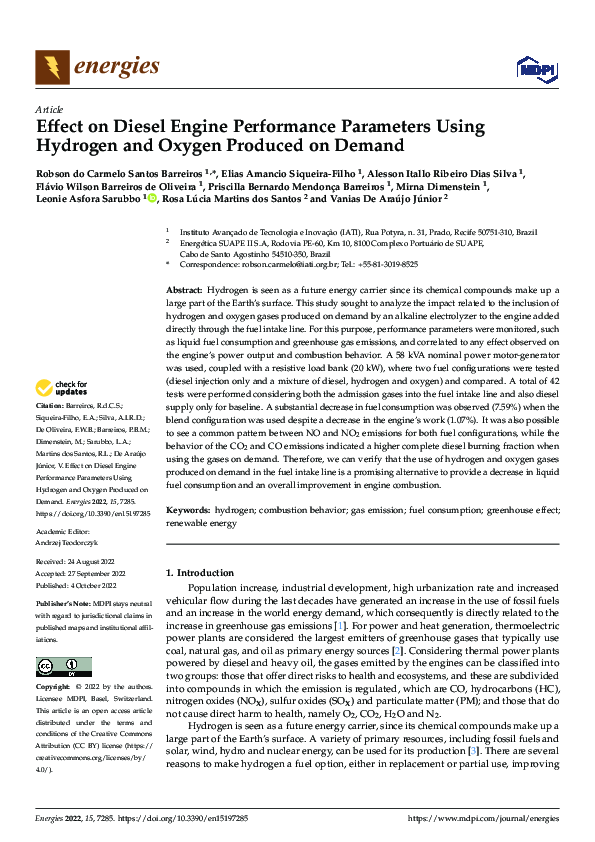 (PDF) Effect on Diesel Engine Performance Parameters Using Hydrogen and ...
