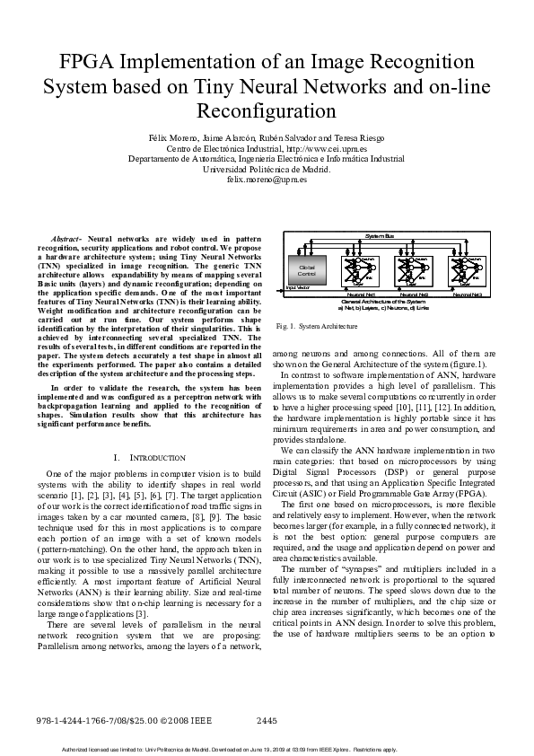 (PDF) FPGA implementation of an image recognition system based on Tiny ...