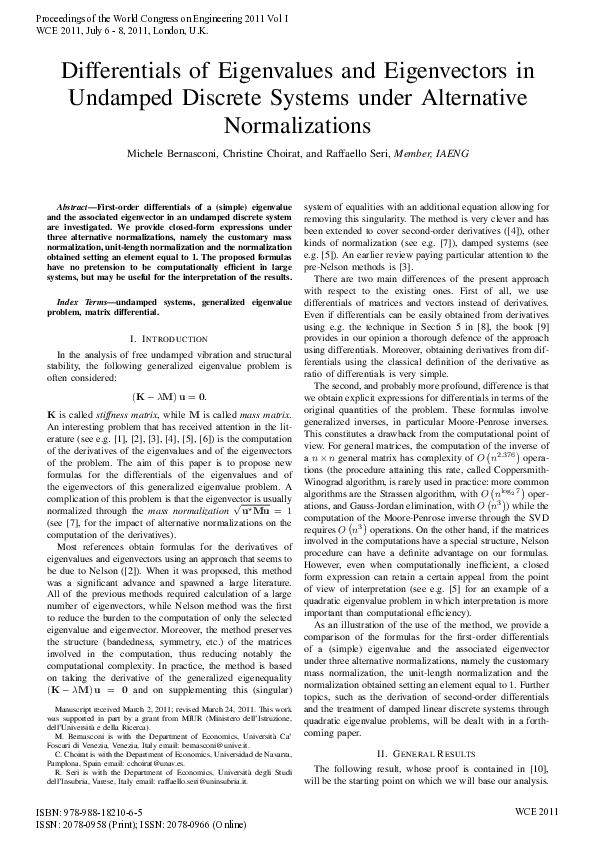 (PDF) Differentials of Eigenvalues and Eigenvectors in Undamped ...