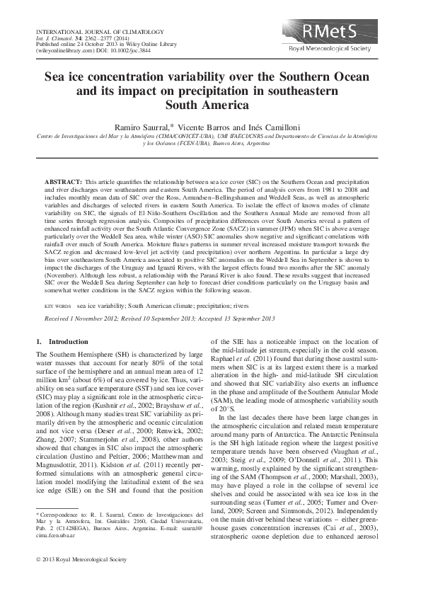 (PDF) Sea ice concentration variability over the Southern Ocean and its ...