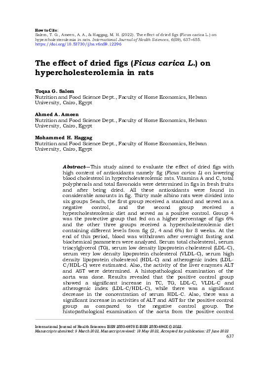 (PDF) effect of dried figs (Ficus carica L.) on hypercholesterolemia in ...