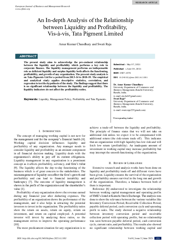 (PDF) An In-depth Analysis of the Relationship between Liquidity and ...