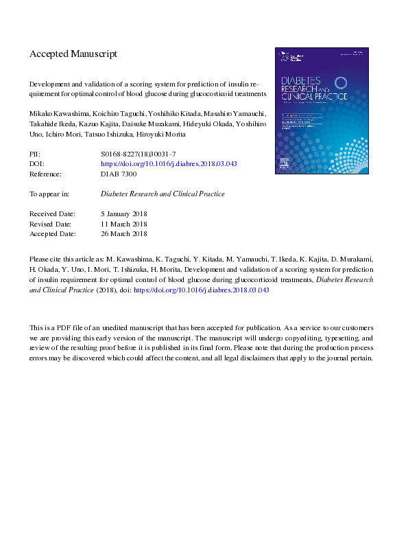 (PDF) Development and validation of a scoring system for the ...