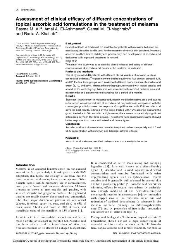 (PDF) Assessment of clinical efficacy of different concentrations of