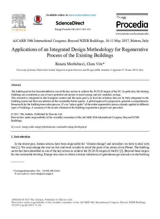 (PDF) Applications of an Integrated Design Methodology for Regenerative ...