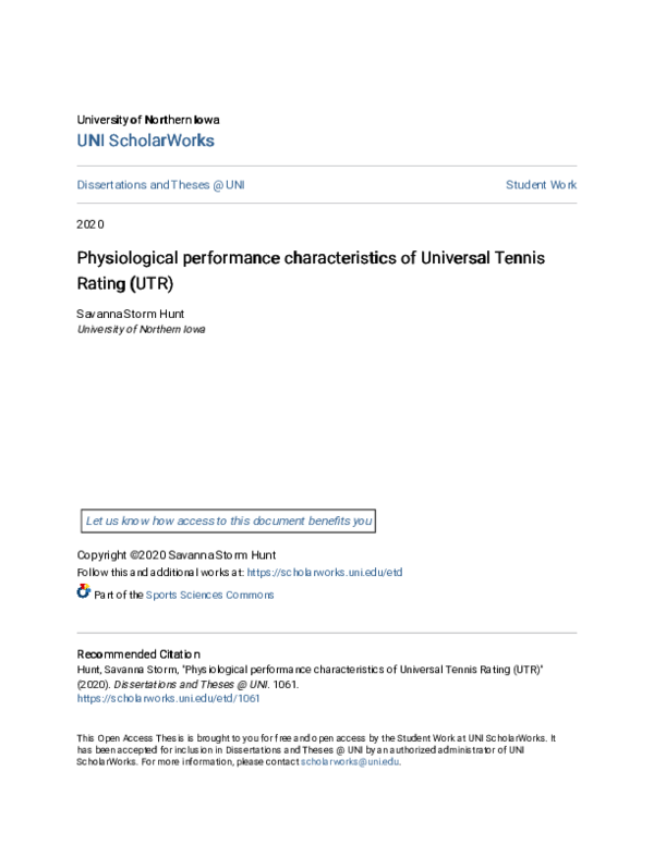 (PDF) Physiological performance characteristics of Universal Tennis ...