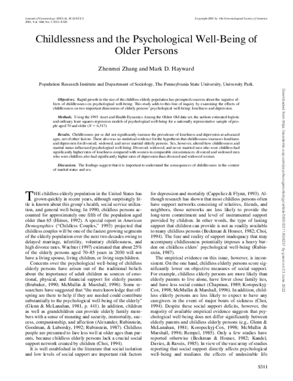 (PDF) Childlessness and the Psychological Well-Being of Older Persons
