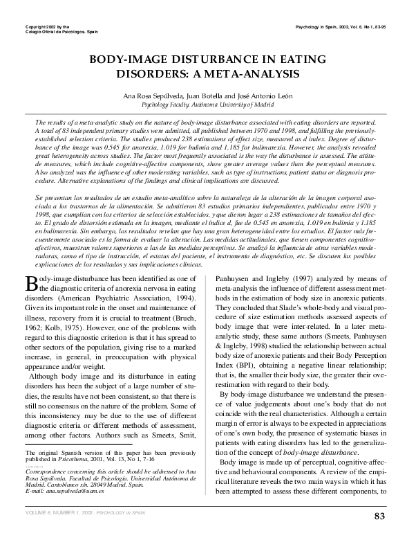 (PDF) Body-image disturbance in eating disorders: A meta-analysis