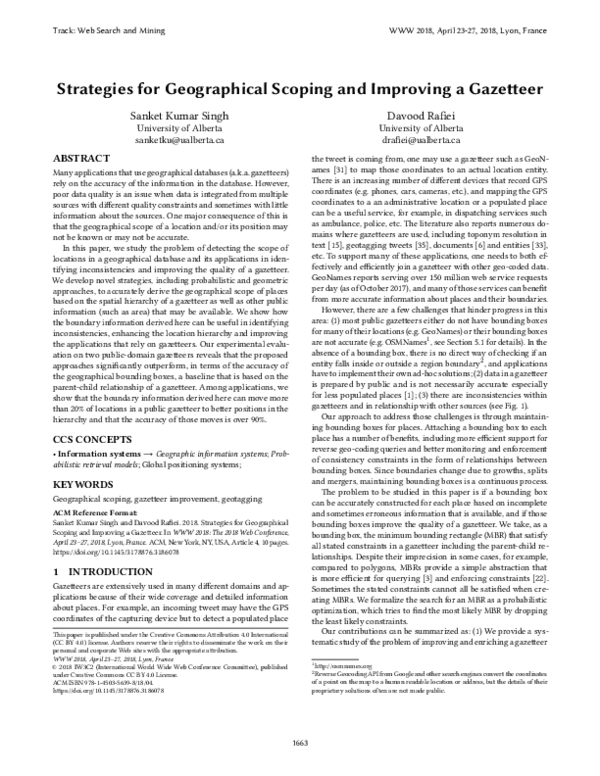 (PDF) Strategies for Geographical Scoping and Improving a Gazetteer