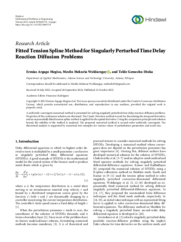 (PDF) Fitted Tension Spline Method for Singularly Perturbed Time Delay ...