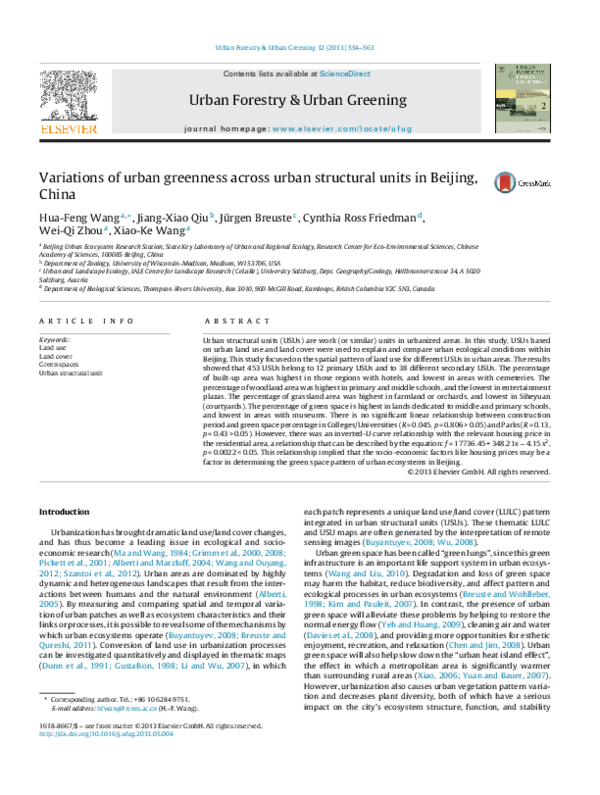 (PDF) Variations of urban greenness across urban structural units in ...