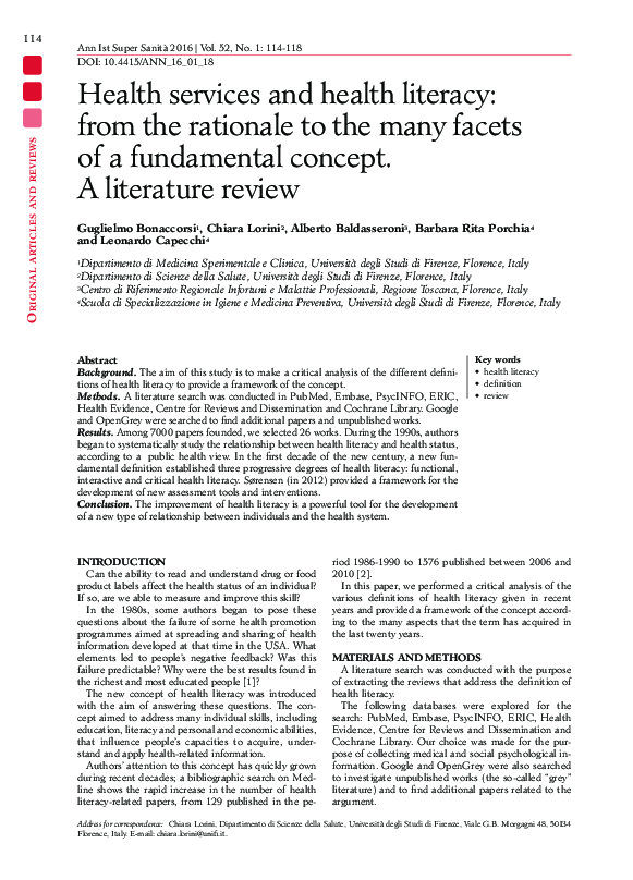 (PDF) Health services and health literacy from the rationale to the