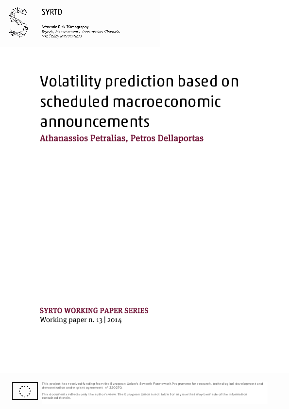 (PDF) Volatility prediction based on scheduled macroeconomic announcements
