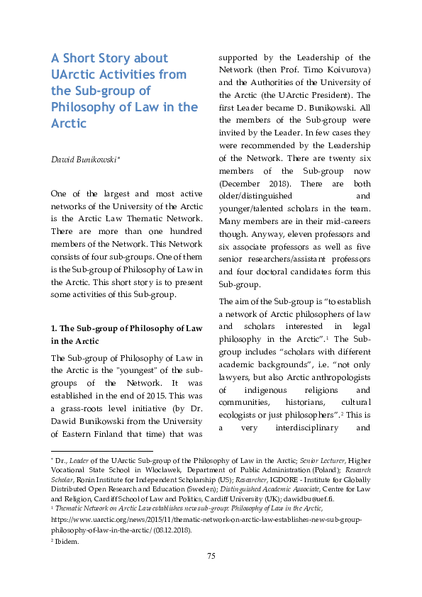 (PDF) A Short Story about UArctic Activities from the Subgroup