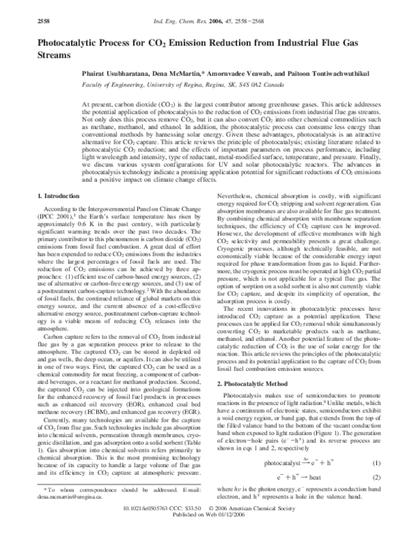 (PDF) Photocatalytic Process for CO2 Emission Reduction from Industrial ...