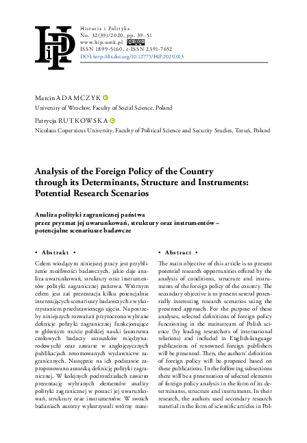 (PDF) Analysis of the Foreign Policy of the Country through its ...