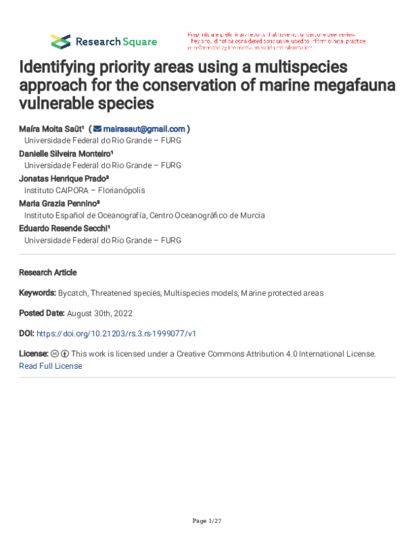 (PDF) Identifying priority areas using a multispecies approach for the ...