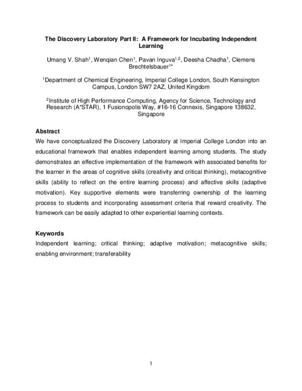 (PDF) The discovery laboratory part II: A framework for incubating ...