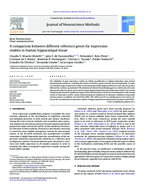 (PDF) A comparison between different reference genes for expression ...