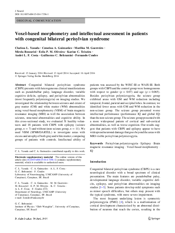 (PDF) Voxel-based morphometry and intellectual assessment in patients ...