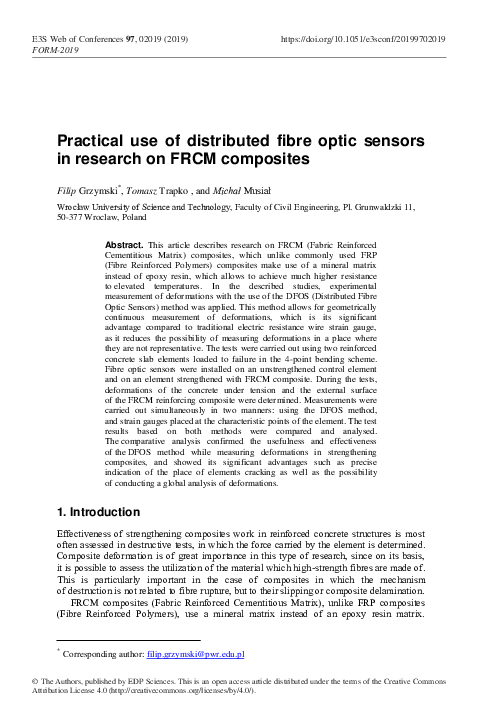 (PDF) Practical use of distributed fibre optic sensors in research on ...