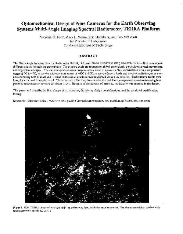 (PDF) Optomechanical design of nine cameras for the Earth Observing ...