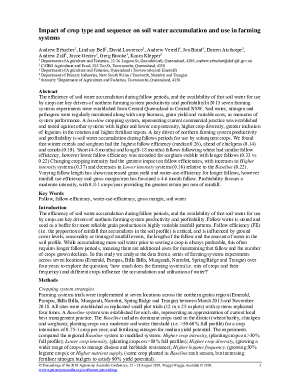 (PDF) Impact of crop type and sequence on soil water accumulation and ...