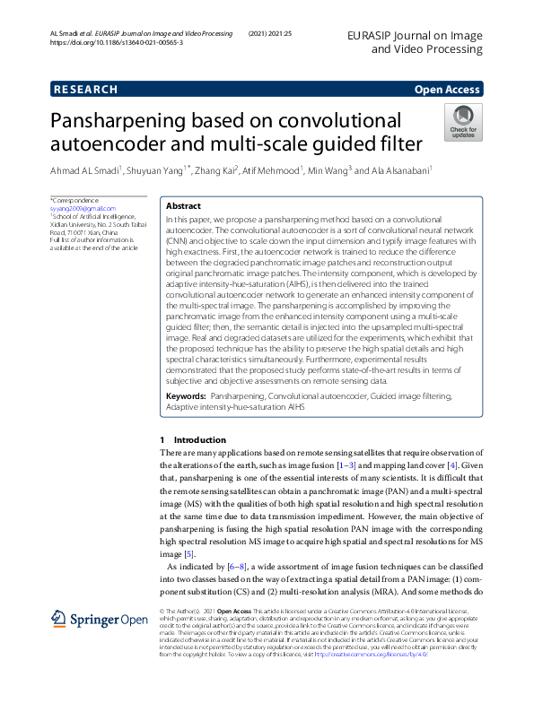 (PDF) Pansharpening based on convolutional autoencoder and multi-scale ...