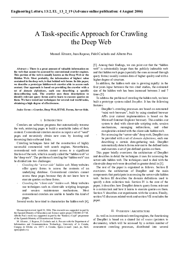 (PDF) A Task-specific approach for crawling the deep web