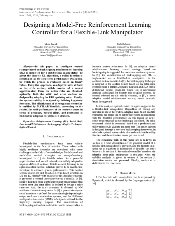 (PDF) Designing a Model-Free Reinforcement Learning Controller for a ...