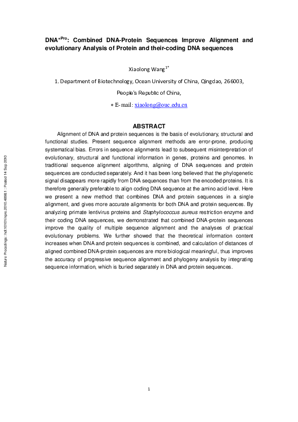 (PDF) DNA^+Pro^: an Improved Progressive Multiple Sequence Alignment ...