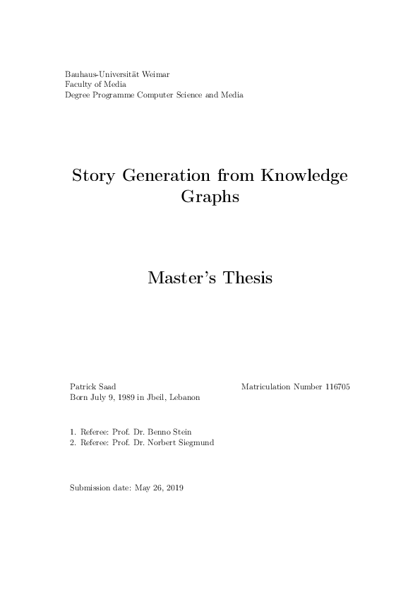 (PDF) Story Generation from Knowledge Graphs