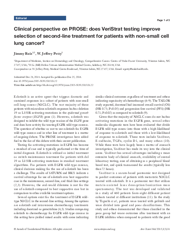 (PDF) Clinical perspective on PROSE: does VeriStrat testing improve ...