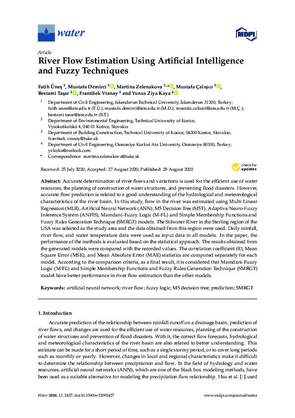 (PDF) River Flow Estimation Using Artificial Intelligence and Fuzzy ...