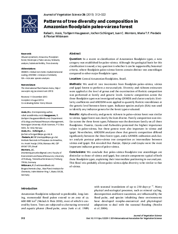 (PDF) Patterns of tree diversity and composition in Amazonian ...