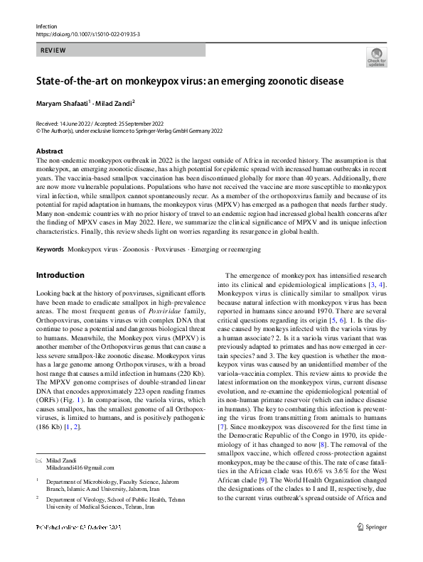 (PDF) State-of-the-art on monkeypox virus: an emerging zoonotic disease