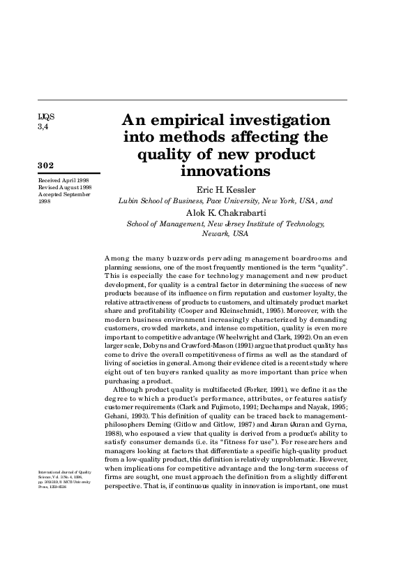 (PDF) An empirical investigation into methods affecting the quality of ...