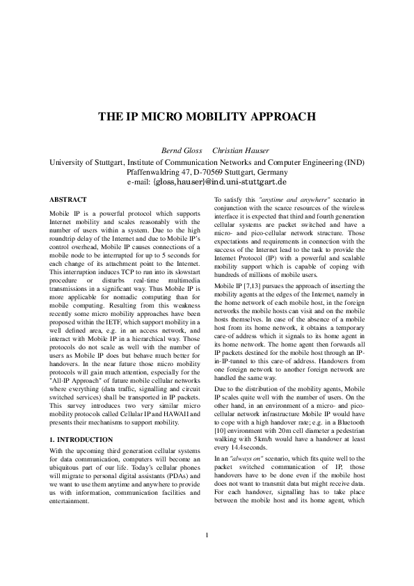 (PDF) The IP micro mobility approach