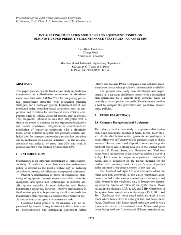 (PDF) Integrating simulation modeling and equipment condition ...