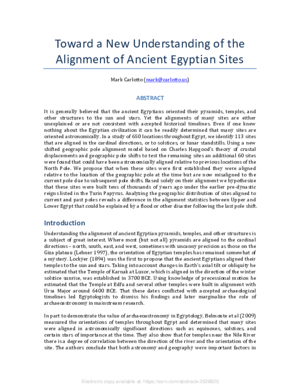 (PDF) Toward a New Understanding of the Alignment of Ancient Egyptian Sites