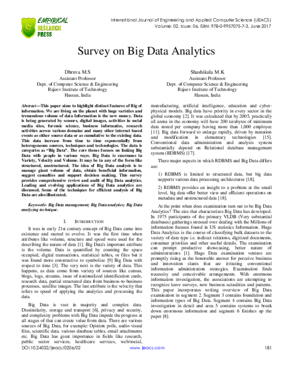 (PDF) Survey on Big Data Analytics