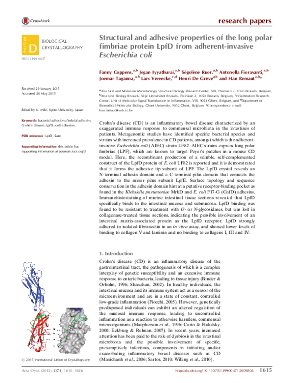 (PDF) Structural and adhesive properties of the long polar fimbriae ...