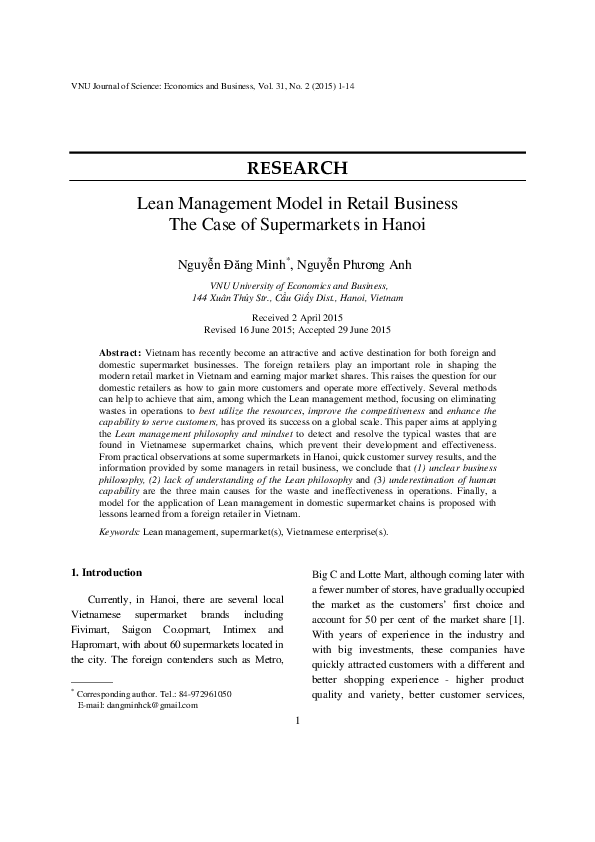 (PDF) Lean Management Model in Retail Business The Case of Supermarkets ...
