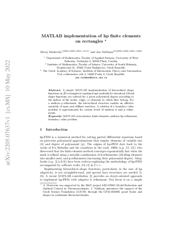 (PDF) MATLAB implementation of hp finite elements on rectangles