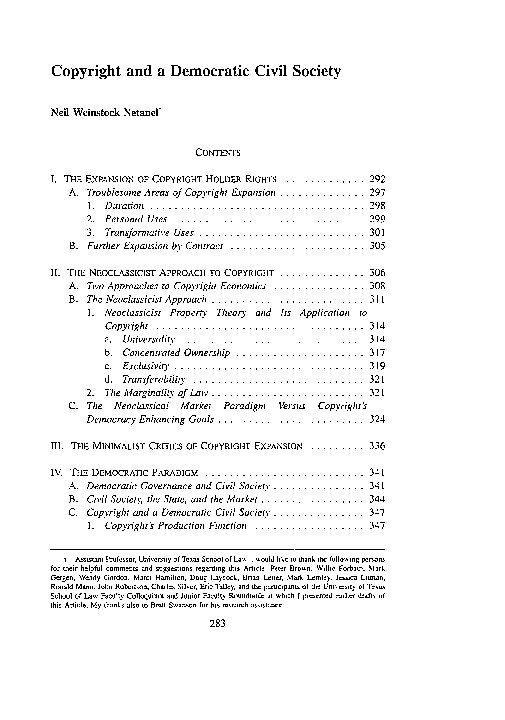 (PDF) Copyright and a Democratic Civil Society