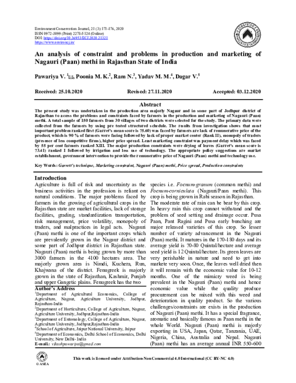 (PDF) An analysis of constraint and problems in production and ...