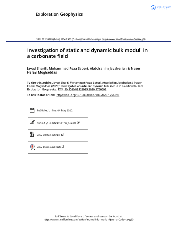(PDF) Investigation of static and dynamic bulk moduli in a carbonate field